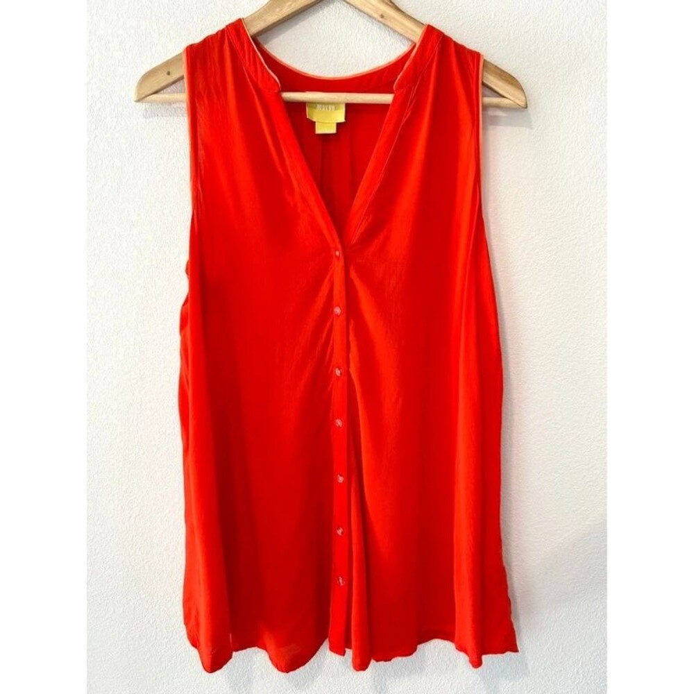 Anthropologie Maeve Orange Sleeveless Tunic Blouse Capsule Classic Timeless 12